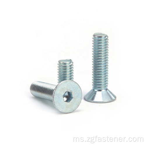 Gred 8.8 Blue White Zinc Hex Socket Flat Head Screw